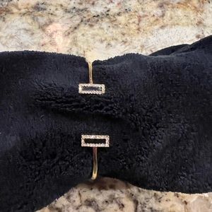 Kate Spade Gold Tone Dark Blue Raising the Bar Hinged Cuff Bracelet